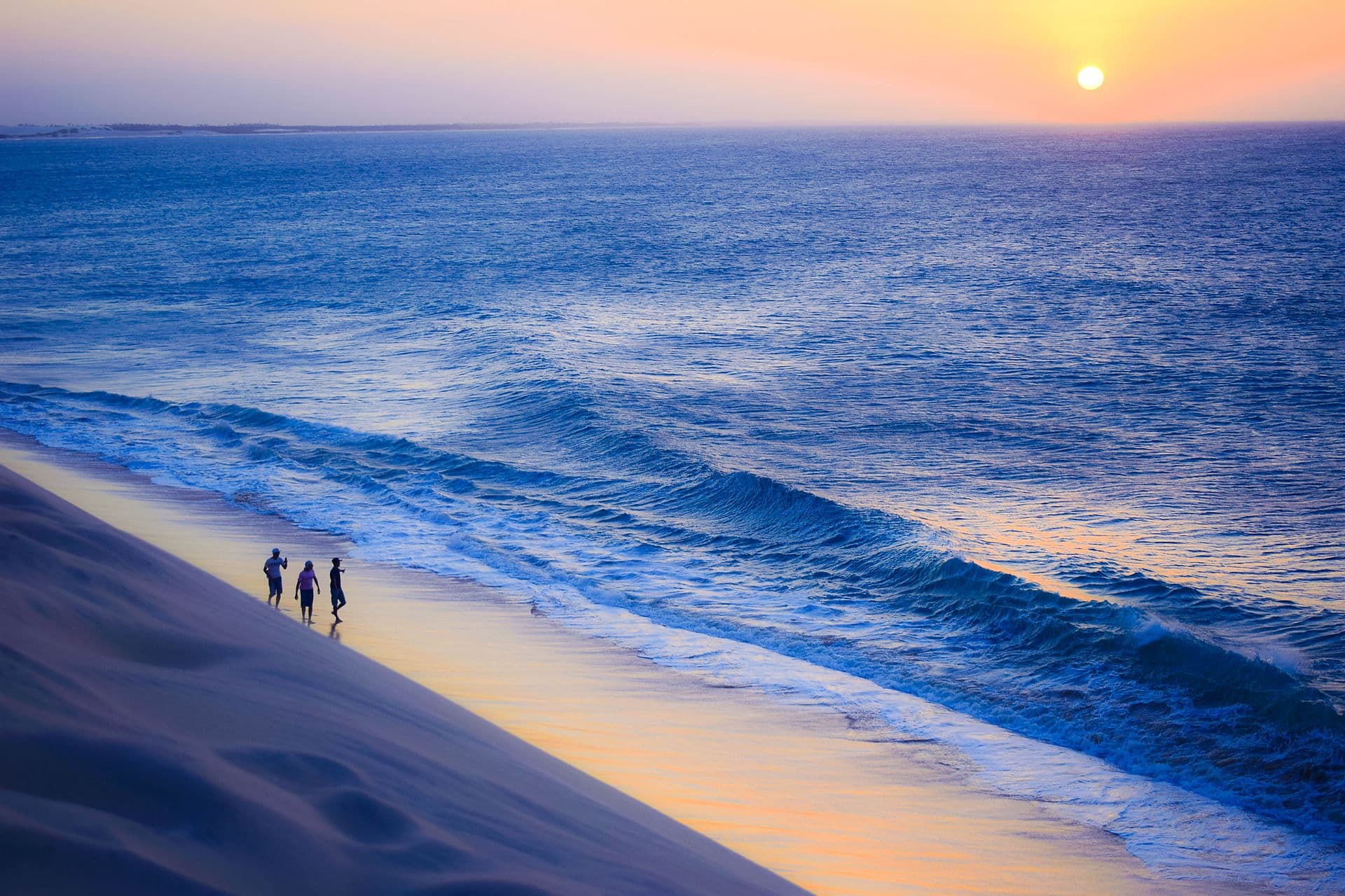 The open Atlantic from Duna do Pôr do Sol — the daily Jeri sunset ritual.